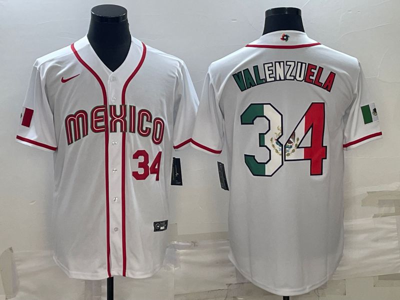 Men 2023 World Cub Mexico #34 Valenzuela White Nike MLB Jersey9